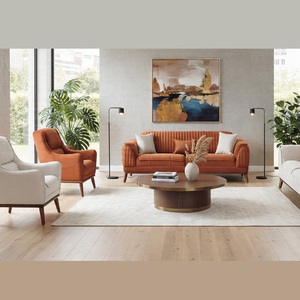 ชุดโซฟาหุ้มเบาะหรูหราทันสมัย เก้าอี้นวมสำหรับห้องนั่งเล่น เฟอร์นิเจอร์อพาร์ทเมนต์ ขาไม้ โซฟาผ้า ใช้ในโรงแรม รับผลิตแบบ OEM - Product Image 3