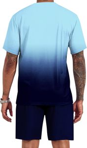 เสื้อยืดและกางเกงขาสั้นสำหรับผู้ชายชุด2ชิ้นพิมพ์โลโก้ออกแบบได้ตามต้องการสำหรับฤดูร้อน - Product Image 5