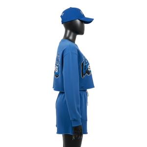 Ensemble sweat-shirt et short 100% coton de haute qualité pour femmes, en molleton de coton premium, haut court et short décontracté, logo personnalisé, ensembles pour femmes - Product Image 3