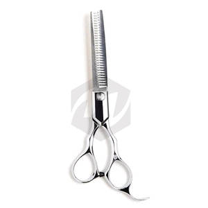 Ciseaux à effiler de qualité supérieure 5,5 pouces, finition polie miroir, bord tranchant durable, ciseaux à effiler pour barbier avec repose-doigts argenté - Product Image 5