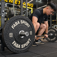 Ensemble de plaques de poids en caoutchouc personnalisées FABA SPORT, options de couleurs noir et blanc, kit complet pour CrossFit et Powerlifting