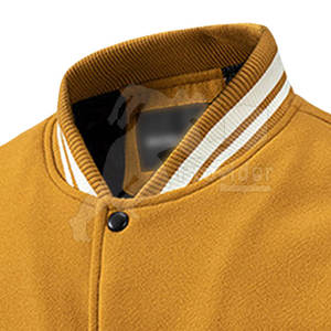 Veste universitaire personnalisée OEM à la mode pour hommes, bombardier décontracté à coupe étroite, veste d'hiver de baseball avec long col montant enduit - Product Image 3