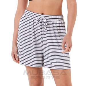 กางเกงขาสั้นกีฬาแห้งเร็วระบายอากาศได้ดีของผู้หญิงกางเกงทรงหลวมลำลองดีไซน์ผ่อนคลายพร้อมโลโก้บนเอว - Product Image 3