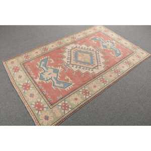 พรมตุรกีขนาด 4.1x6.8 ฟุต ลายสัตว์สีแดงวินเทจ ทำจากขนสัตว์ - Product Image 4