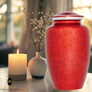 Urne funéraire artisanale rouge de style américain/européen de 10 pouces avec sac en velours, écologique et design personnalisable - Product Image 4