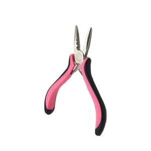 Pince à bec droit en acier au carbone avec poignée rose, 3 trous, pince à cheveux pour extensions de cheveux, outils pour extensions de cheveux - Product Image 2