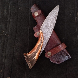 มีดดามัสกัสจับกระดูกมีดล่าสัตว์ทำด้วยมือทำจากญี่ปุ่น - Product Image 2