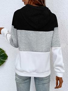 เสื้อฮู้ดผู้หญิงลำลองสำหรับฤดูหนาว ผ้าฝ้ายฟลีซพิมพ์ลายบล็อกสี พร้อมปรับแต่งได้เต็มรูปแบบ - Product Image 5