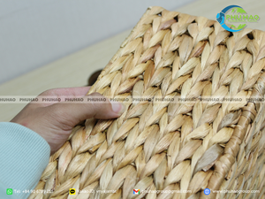 Juego de cesta de jacinto de agua de ratán de algas marinas con marco de metal, artesanías vietnamitas duraderas y ecológicas - Product Image 4