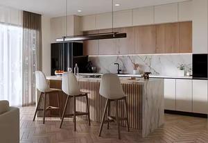 Juego de armarios de cocina RTA de madera maciza de alto brillo moderno personalizado, muebles de diseño Modular blanco brillante de PVC - Product Image 4