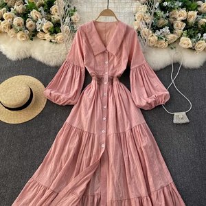 Vestidos Maxi de Primavera para Mujer, Casuales, de Manga Larga, Bordados Florales, Cuello Redondo, Estilo Bohemio, para Fiesta en la Playa - Product Image 2