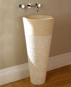 Lavabo de pedestal de mármol redondo moderno Textura de piedra pulida de lujo para villas y baños de hoteles - Product Image 1