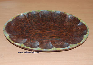 Artisanat en bois d'arbre avec incrustation de coquillages, bijoux en coquillages, artisanat en coquillages de coco, motif artistique, sculpture ovale, taille 20cmx30cm, artisanat en coquillages, coco - Product Image 4