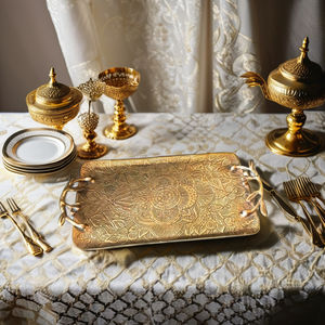 ถาดเสิร์ฟพร้อมสลักลายแมนดาลาอลูมิเนียมหรูหราทันสมัยของตกแต่งบ้านงานคริสต์มาสงานแต่งงานของขวัญวันขอบคุณพระเจ้า - Product Image 5
