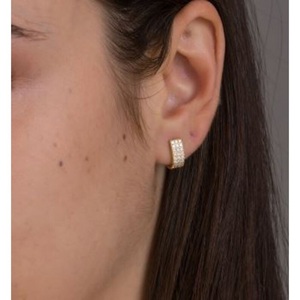 Pendientes redondos de oro amarillo de 14 quilates con diamantes cultivados en laboratorio para boda, pendientes llamativos Huggie con reverso de tornillo, chapados en oro blanco - Product Image 3