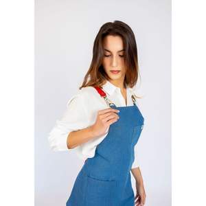 Ensemble tablier en jean délavé rouge pour femme - Product Image 4