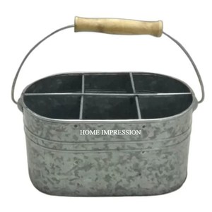 Vintage Style Galvanized Metal Utensil Holder 3 Compartment for Country Kitchen Decor and Storage Need at Best Prices From India - Product Image 5