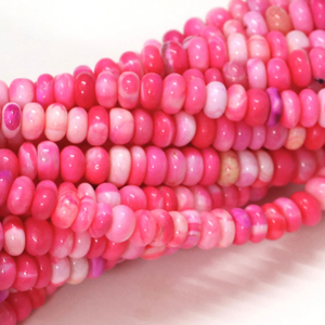 Hermosas cuentas de ópalo rosa brillante en forma de rondel liso, cuentas de piedra preciosa de ópalo rosa de 15 pulgadas y 6-9 mm, cuentas de ópalo de calidad AAA, joyería - Product Image 3