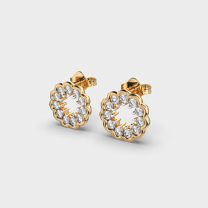Hoa phong cách 1.50 + 1.50 ctw moissanite kim cương Stud Bông Tai Độc Đáo bezel prong 925 Bạc đẩy trở lại trên cả hai mặt - Product Image 6