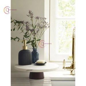 แท่นวางเค้กหินอ่อนทรงกลมรูปทรงกลมสำหรับตกแต่งบ้านดีไซน์ดอกไม้วันเกิดธีมโรแมนติกปาร์ตี้เค้กหินอ่อนที่ดีที่สุด - Product Image 1