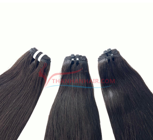 Extensión de cabello Remy virgen 100% de alta calidad, máquina recta, tejido de pelo de doble trama, 8 pulgadas, estirado, 100g, Color 1B hecho - Product Image 6