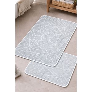 Juego de Alfombrillas Dobles de Diseño Minimalista en Gris, Hechas de Bambú Ligero con Patrón Impreso - Product Image 1