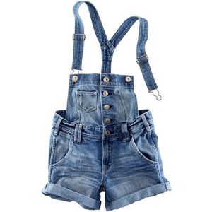 Peto corto vaquero de alta calidad para mujer, lavado ligero, desgastado, estilo Vintage sin esfuerzo, babero, botón general impreso a la moda - Product Image 3