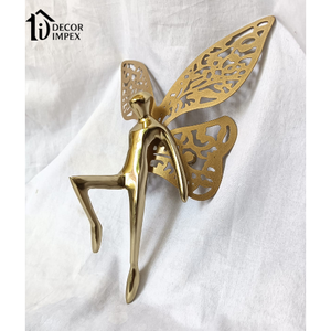 Décoration Impex Sculpture murale moderne de luxe en métal avec aile de papillon Décoration murale intérieure festive et hôtelière Finition cuivre doré - Product Image 4
