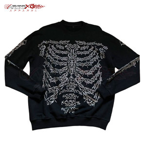 Bling strass sweat pour hommes avec brillant élégant et coupe ample luxe hommes strass sweat - Product Image 1