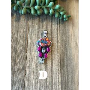 Colgante de Plata de Ley con Incrustaciones de Piedras Multicolores en Forma de Nube de Lluvia, Hecho en el Suroeste - Product Image 6