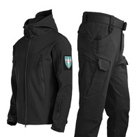 Uniforme d'entraînement en plein air Rip-stop Polyester imperméable chasse thermique hiver costume tactique hommes veste avec polaire