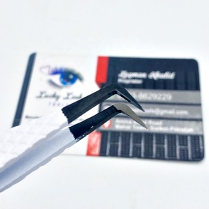 Pince à épiler à pointe de fibre pince à épiler d'extension de cils blanc avec pointe noire ensemble de pinces à cils faites à la main en gros pointe de fibre de marque privée - Product Image 2