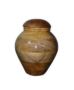 Urnes funéraires en bois de manguier fabriquées à la main Urnes funéraires en bois souvenir pour adultes avec couvercle pour cendres d'animaux et humaines (6 "L x 6" W x 8 "H) - Product Image 1