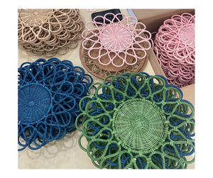 Handwoven Rattan <b>Plate</b>, Colorful Charger for Elegant Tables,Durable Rattan <b>Plate</b> for Events & Restaurants, Trendy Eco Decor Item - Product Image 2