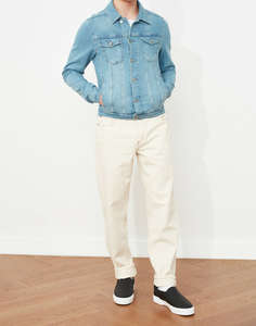 Veste en jean pour homme de style nouveau, style streetwear, toile avec doublure en fourrure, col montant, bon design pour la saison automne-hiver - Product Image 3