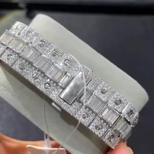 Meilleure qualité montre mécanique carrée de luxe en acier inoxydable VVS Moissanite diamant glacé entièrement blanc clouté nouveauté 20mm - Product Image 4