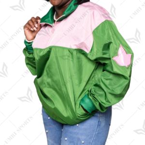 Logotipo bordado de ropa griega cortavientos con media cremallera AKA personalizado para Sorority & Fantarnity Premium Nylon Construction - Product Image 3