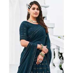 Vestido de Novia de Georgette con Lentejuelas Azul Verde Azulado - Elegante Lehenga Choli para Damas de Honor e Invitadas - Product Image 4