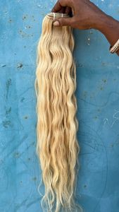 Cheveux vierges russes blonds bruts, cuticules alignées, cheveux indiens Remy, mèches de cheveux 613 pour extensions de tissage - Product Image 6