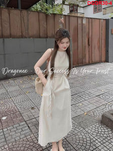 Vestido DE LINO DE 2 capas con cintura meticulosamente atada a mano en general El vestido es muy encantador y la tela es muy popular - Product Image 2