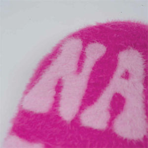Gorro de mohair con logotipo personalizado de invierno cálido de punto de fabricante, gorro de mohair con estampado completo peludo, gorro de mohair de alta calidad personalizado - Product Image 5