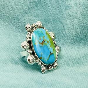 925 Sterling Silver Tibetan <b>Turquoise</b> <b>Ring</b> Handmade Boho Designer Fashion Western <b>Ring</b> for Wedding or Party - Product Image 2