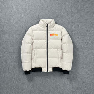 Chaqueta Acolchada para Hombre, Talla Grande, Color Blanco Liso, Nueva Llegada 2026, 100% Poliéster, Cuello Alto, Cremallera Completa - Product Image 1