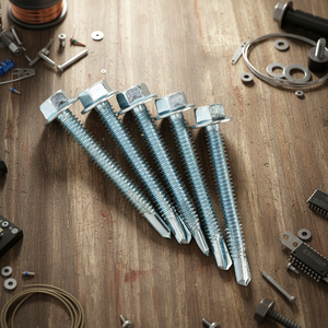 Vis autoforeuses à tête hexagonale de qualité supérieure (métrique/pouce) à filetage profond et grossier, revêtement en zinc, acier au carbone de classe 8, pour toiture métallique - Product Image 1