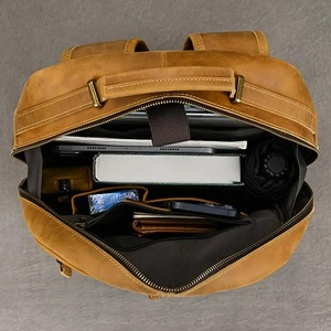 กระเป๋าเป้สะพายหลังใส่แล็ปท็อปหนังแท้พรีเมี่ยมสไตล์วินเทจ2025ทำงานสำนักงานจัดระเบียบธุรกิจทนทานมีซิปแบบพกพา - Product Image 5