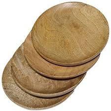 Plateau de service en bois d'acacia Assiettes solides pour aliments et collations aux fruits Plateau de service en bois pour restaurant et maison Coffre-fort pour aliments - Product Image 6