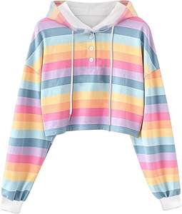 Sudadera corta con capucha personalizada para mujer, sudaderas y sudaderas informales para mujer, Sudadera con capucha recortada de gran tamaño para mujer - Product Image 1