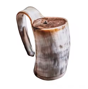 แก้ว100% แท้สำหรับเบียร์ฮอร์นขัดมันวินเทจไวกิ้งธรรมชาติเหยือกเบียร์ฮอร์นโดยงานฝีมือเสี้ยว - Product Image 4