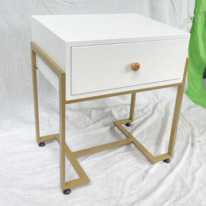 Contemporary Rubber Wood & Iron Legged LEDA Side Table TDG68045 - Product Image 4