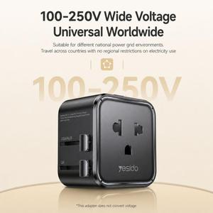 Adaptador de Viaje <span class=keywords><strong>Yesido</strong></span> MC46, Adaptador de Viaje Universal Portátil, Se Convierte a EE. UU. o UE - Product Image 4